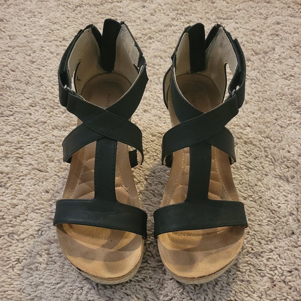 Black Wedge Sandals